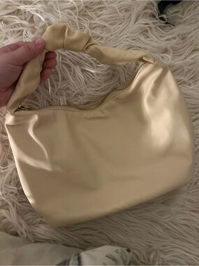 Stoney Clover Lane Satin Soft Gathered Handle Shoulder Bag in Tan
